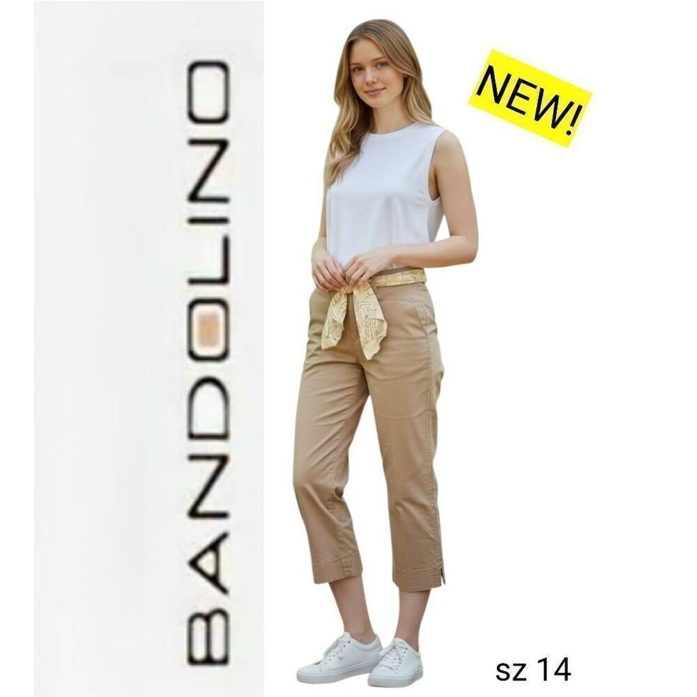 Bandolino NEW! Khaki Tan Cropped Lightwt Denim Jeans Scarf Belt FREE SHIPPING